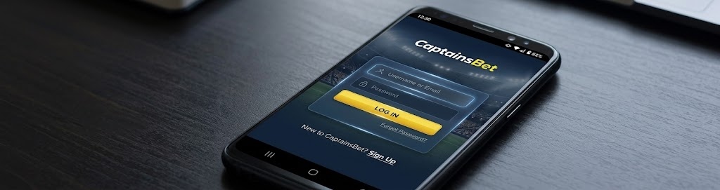 Captains Bet login interface on an official website showing the download and login page