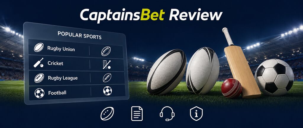 CaptainsBet New Zealand review featuring rugby union, cricket, rugby league and football