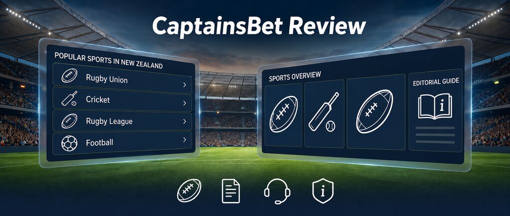 CaptainsBet New Zealand sports overview highlighting popular local sports and an editorial guide
