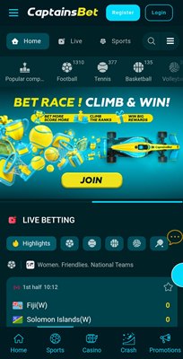 CaptainsBet sportsbook on Android listing football matches with FKF Premier League and EPL markets